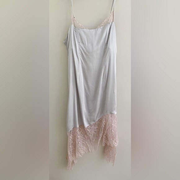By Anthropologie Lace-Trimmed Dress SIZE 10 silver color new with tag - Picture 8 of 8